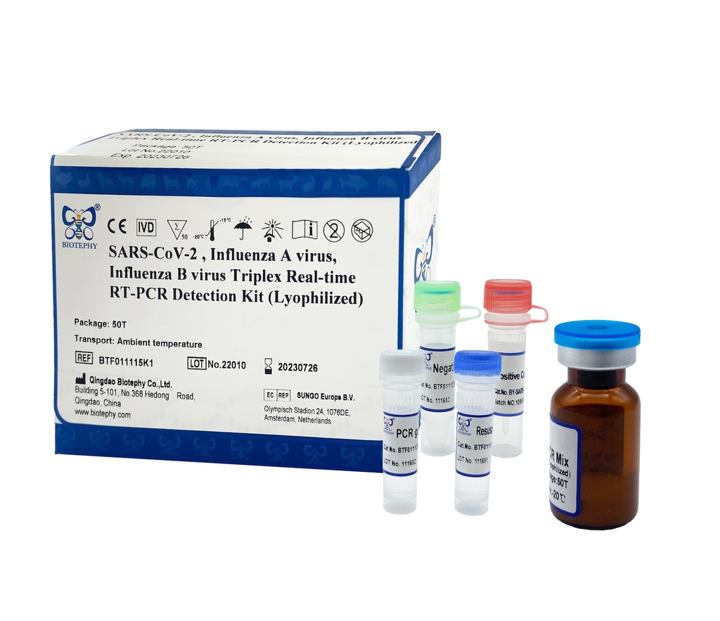 新型冠状病毒、甲型流感病毒、乙型流感病毒三重荧光PCR检测试剂盒（冻干）