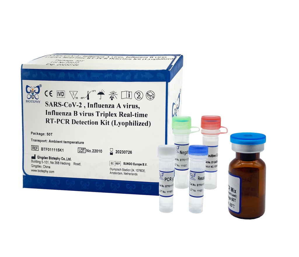 SARS-CoV-2 , Influenza A virus, Influenza B virus Triplex Real-time RT-PCR Detection Kit (Lyophilized)
